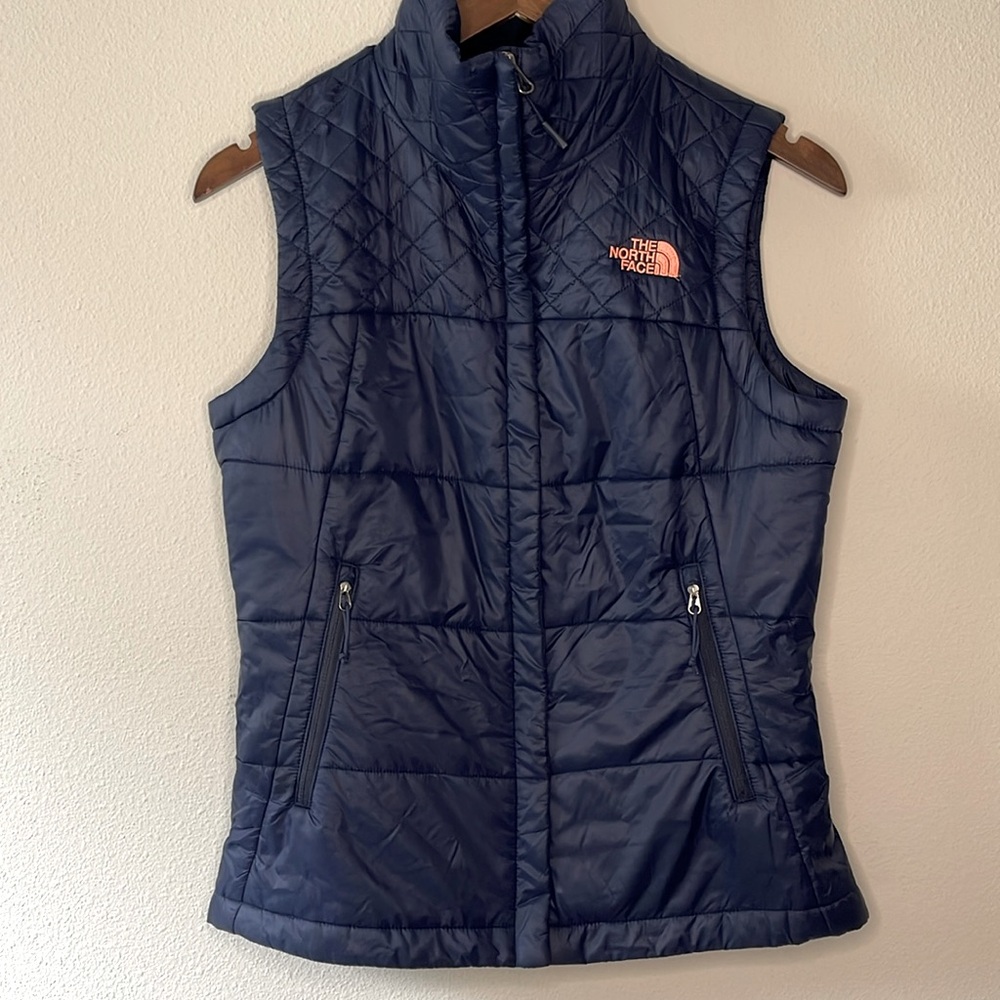 North Face Womens Navy Blue Full Length Quilted Vest